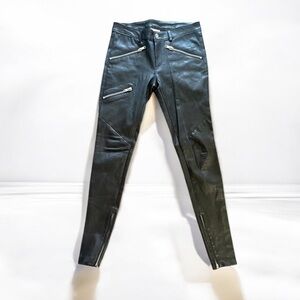 MASON BY MICHELLE MASON LAMBSKIN LEATHER ZIPPER BIKER PANTS